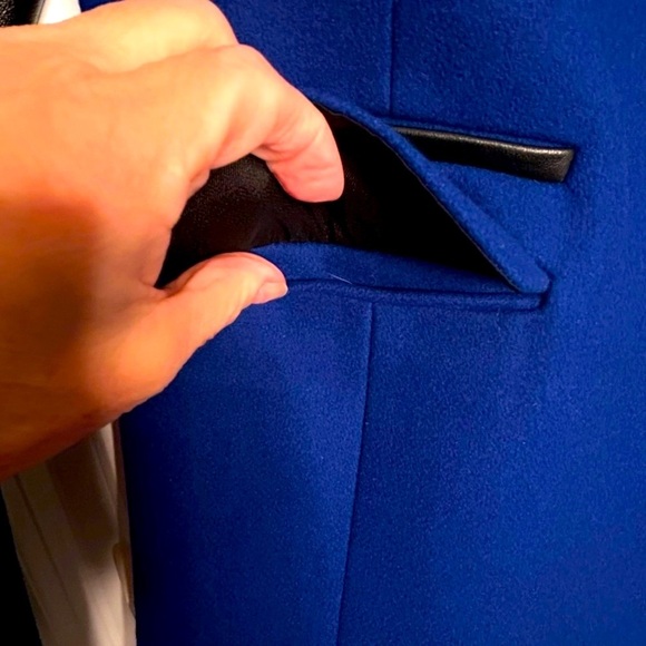 Reiss Royal Blue Flap Lapel Collared Snap Front Cashmere Blend Coat Sz XS - Picture 6 of 12